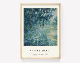 Grabados de Claude Monet / Mañana en el Sena (1898) / Grabado de la exposición de Monet / Cartel de Monet