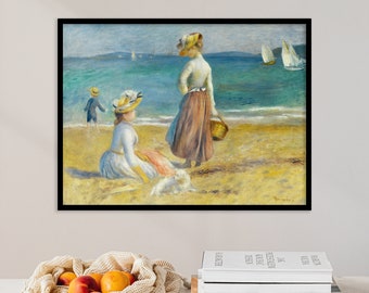 Vintage Beach Oil Painting | Auguste Renoir | Figures on the Beach (1890) | Beach Wall Art, Coastal Painting, Sea Painting, Ocean Painting