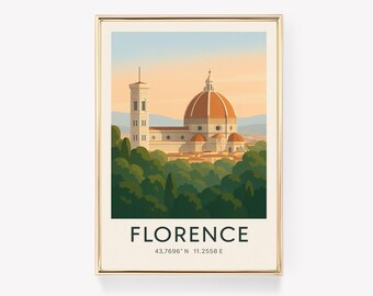 Florenz Reise Poster, Italien Wandkunst, Vintage Florenz Druck, Italienische Wanddekoration, Italien Geschenkplakat