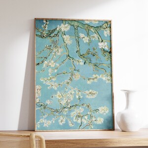 Floral Linie Kunst Druck | Van Gogh Kunstdruck | Blühender Mandelbaum | Cottagecore Kunstdruck | Ausstellungsplakat | Mid Century Blumenkunst