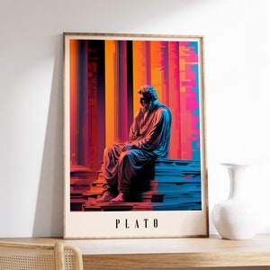 Plato Poster | Philosopher Print | Bookworm Gift | Home Decor | Sculpture Wall Art | Antique Painting