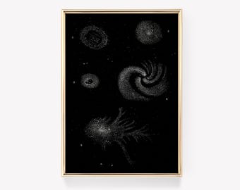Etienne Leopold Trouvelot | Astronomical Drawings | Vintage Print | 1882 Art | Space Art | Celestial Print