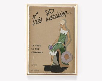 Três Parisien 1926 | Capa de revista vintage | Impressão parisiense de arte | Ilustração antiga | Decoração de parede
