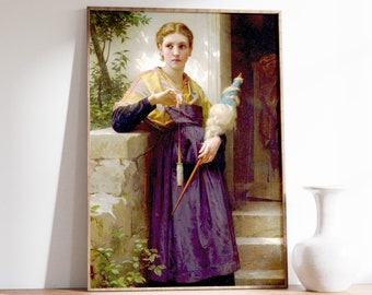 William-adolphe Bouguereau - the Spinner (1873) | Vintage Poster