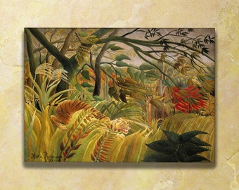 Henri Rousseau - Tiger in a Tropical Storm/Surprised! (1891) - Classic Painting Reproduction Photo Poster Print Wall Art Gift Print Gift