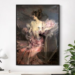 Marthe De Florian Giovanni Boldini, pintura vintage cartel decoración de pared, cartel de dama, decoración de arte de pared, impresión de cartel de lujo, arte de pared de gran tamaño