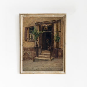 Vintage Architecture Painting | Antique Door Poster | Parisian Wall Decor | Door Painting Wall Art | Antique Print | Home Decor