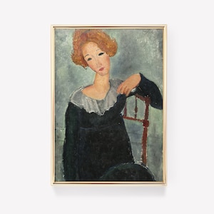 Stampa Premium / Amedeo Modigliani - Donna con capelli rossi (1917) / Pittura vintage / Arte da parete / Poster d&#39;arte
