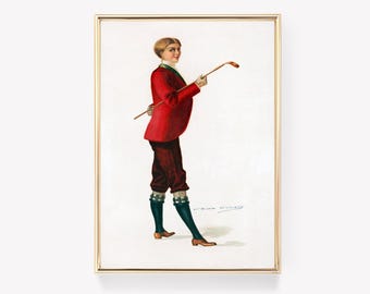 Vintage Golfer Portrait | Classic Golf Print | F. Earl Christy Art | Retro Sports Print | Wall Decor
