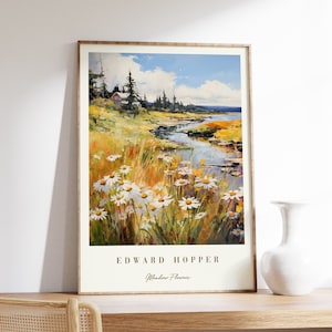 affiche de fleurs de prairie | Edward Hopper | Peinture vintage | Art mural moderne | Impression ancienne | Décor esthétique