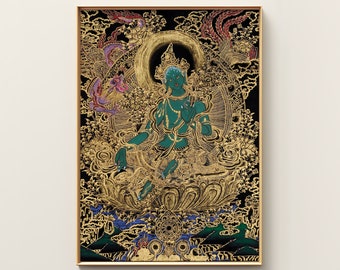 Boeddhistische kunst aan de muur | Japanse kunst | Bloemsierkunst | Boeddhakunst | Spirituele kunst | Religieuze print | Meditatiekunst | Indiase kunst | Kunst uit het midden van de eeuw