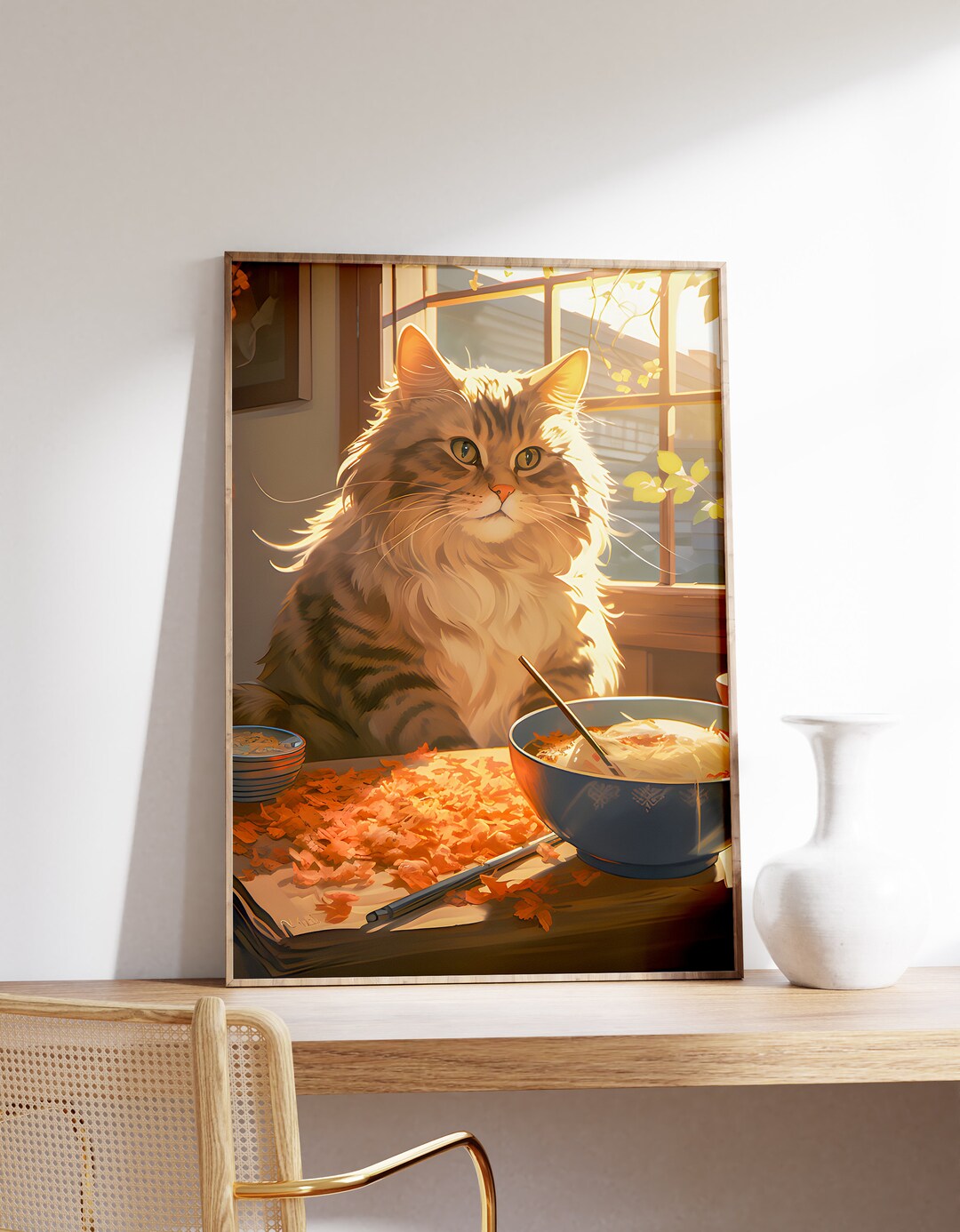 Japanese Cat Print | Ramen Art Print | Funny Cat Poster | Japanese ...