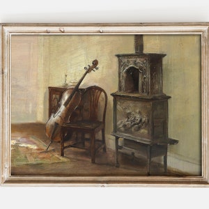 Vintage Room Painting | Antique Interior Painting | Moody Interior Print | Interior Door Painting | Interior Wall Art | Home Decor | Canvas