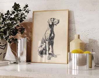 Vintage Great Dane Dog Print | Great Dane Poster | Dog Wall Art | Vintage Prints | Minimal Art | Living Room Decor