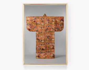 Kimono Chrysanthemum Print | Silk Kimono Art | Japanese Flower Art | Vintage Painting | Wall Print