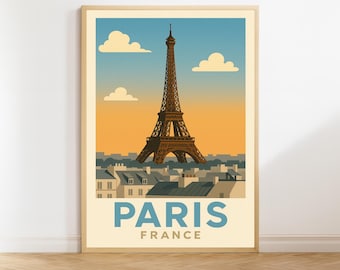 Paris Vintage Travel Poster, France Wall Art, Paris Print, Retro Wall Decor, France Gift