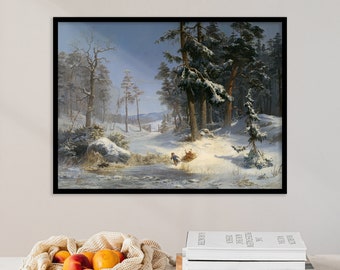 Christmas Painting | Vintage Print | Holiday Wall Art | Winter Landscape | Vintage Christmas Print | Antique Canvas | Decor Print Poster