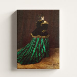 Premium Canvas | Claude Monet - Camille the Woman in the Green Dress (1866) | Vintage Painting | Canvas Wall Art | Fine Art