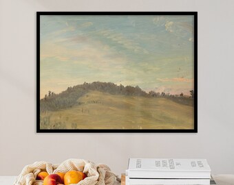 Landelijke wanddecoratie | Vintage schilderij | Sfeervol schilderij | Weidelandschap | Vintage kunst | Vintage muurkunst | Cadeau canvas poster afdrukken