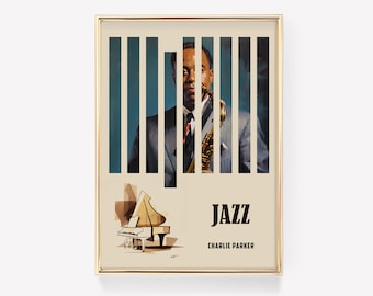 Charlie Parker | Musikalisches Dekor | Jazz Poster | Jazz Portrait | Jazz Dekor | Jazz Kunstdruck | Wohndeko