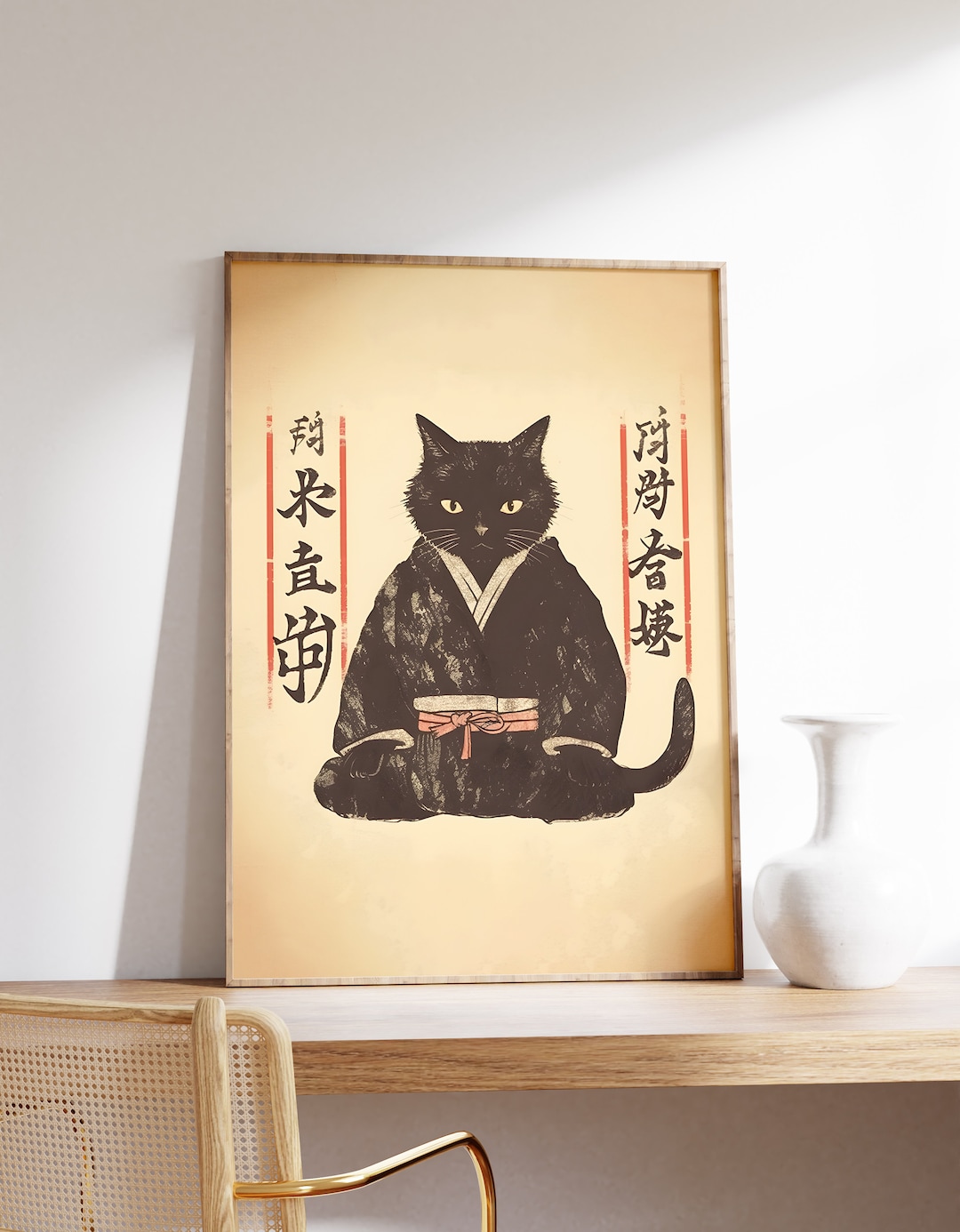 Japanese Cat Print Funny Cat Print Cat Wall Art Japanese Print Ukiyoe
