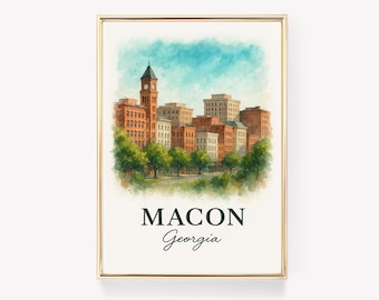 Macon Georgia Travel Poster, Canvas Print, Georgia Wall Art, Macon Vintage Decor, Georgia Gift