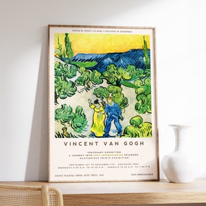 Van Gogh Poster | Couple Walking Among Olive Trees | Exhibition Poster | Van Gogh Print | Flower Art | Museum Exhibition Poster