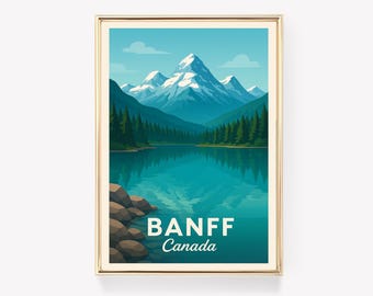 Banff Travel Poster, Canada Wall Art, Banff Print, Vintage Banff Decor, Banff Canvas Print, Canadian Gift