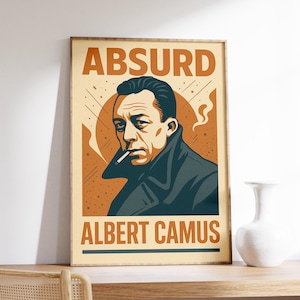 Albert Camus absurdism-affisch, fransk filosofikonsttryck, existentialistisk väggdekoration