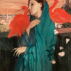 Edgar Degas Print, Young Woman Painting, Vintage Bird Painting, Degas Print, Degas Painting, Vintage Print, Bird Wall Art,Woman Painting