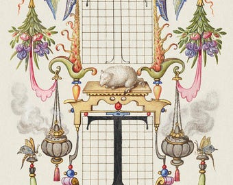 Illuminated Manuscript Art | Historical Binder Print | Vintage Painting | Decorative Manuscript Print