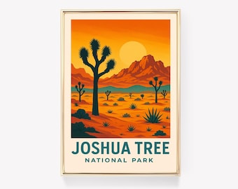 Joshua Tree Vintage Travel Poster, California Wall Art, Retro Print, Desert Decor