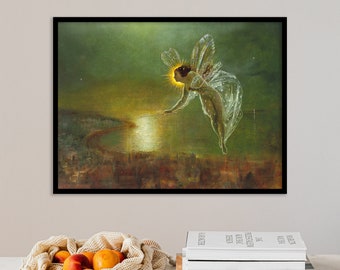 John Atkinson Grimshaw - Spirit of the Night (1879) - Painting Photo Poster Print Art Gift Home Wall Decor Dream Fairy Wings Magic Pixie