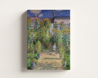 Premium Canvas | Claude Monet - The Artist's Garden at Vetheuil (1881) | Vintage Painting | Canvas Wall Art | Fine Art