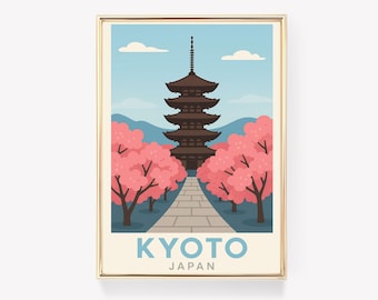 Kyoto Travel Poster, Japan Wall Art, Vintage Print, Travel Decor, Japanese Gift