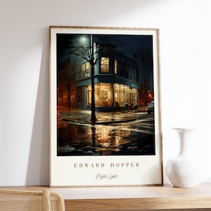 Nachtlicht Poster | Edward Hopper | Vintage Gemälde | Moderne Wandkunst | Antiker Druck | Ästhetisches Dekor