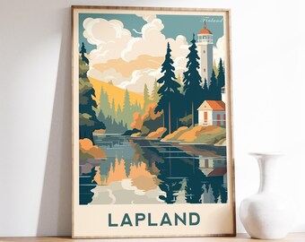 Lapland Travel Poster | Finland Travel Decor | Finland Artwork | Finland Poster | Lapland Print | Lapland Artwork | Finland Wall Art