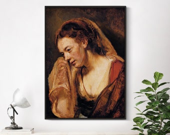 Rembrandt van Rijn - Weeping woman (1644) - Bedroom Vintage Wall Fine Art Home Poster Painting Photo Print Gift - 12x10, 12x18, 24x36, 20x30