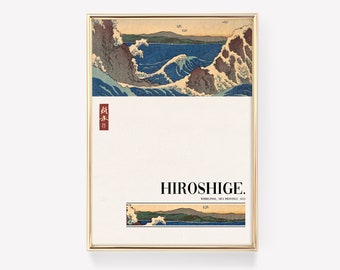 Japanese Print | Utagawa Hiroshige - Whirlpool, Awa Province (1853) | Japanese Poster | Ukiyo-e Art Print | Japanese Decor | Waves Painting