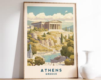 Greece Travel Poster | Greece Travel Print | Greece Wall Decor | Greece Art Gift | Greece Decor | Athens Poster | Vintage Travel Print