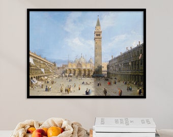 Canaletto, Piazza San Marco, Venice (1720) - Vintage Painting Poster Print Art Gift Wall Home Decor - 12x10, 12x18, 18x24, 24x36, A2, A3, A4