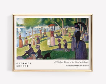 Georges Seurat Print | Georges Seurat Painting | A Sunday Afternoon on the Island of la Grande | Pointillism Art Print | Modern Decor