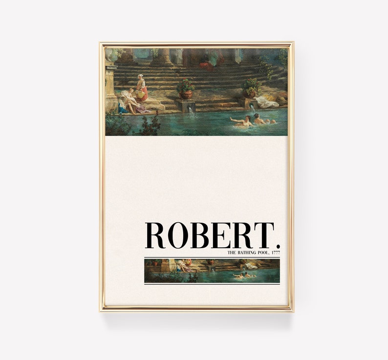 Hubert Robert - the Bathing Pool | Wall Art Landscape Gift Poster Print ...