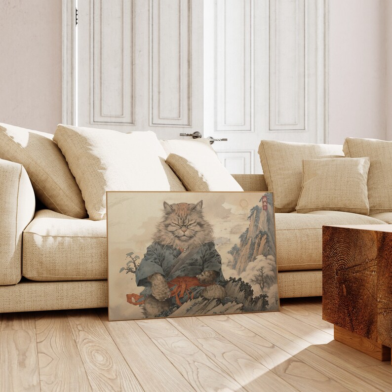 Japanese Funny Cat Art Print | Vintage Animal Wall Art | Antique ...
