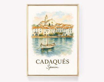 Cadaqués Travel Poster, Spain Wall Art, Vintage Print, Spanish Decor, Travel Gift