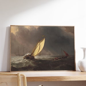 Vintage Ocean Ölgemälde | Willem van de Velde der Junge | Vor dem Sturm (1700) | Welle Wandkunst | Gemälde mit Meerlandschaft | Maritimes Poster