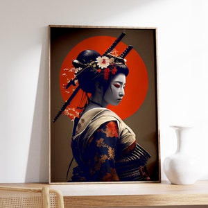 Cartel de Geisha / Impresión de Geisha / Arte de pared Boho / Arte de pared japonés / Arte de pared Ukiyo-e / Decoración japonesa / Cartel japonés / Obra de arte japonés