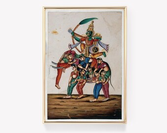 Kumbhakarna | Mysore Art | Indian Culture Print | Vintage Painting | Wall Decor | Historic Print