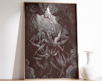 The Mouth of Hell - Gustave Dore Print, Wall Art, Dante, Wall Decor, Engraving, Renaissance, Exhibition Poster, Paradise Lost, Gothic Art