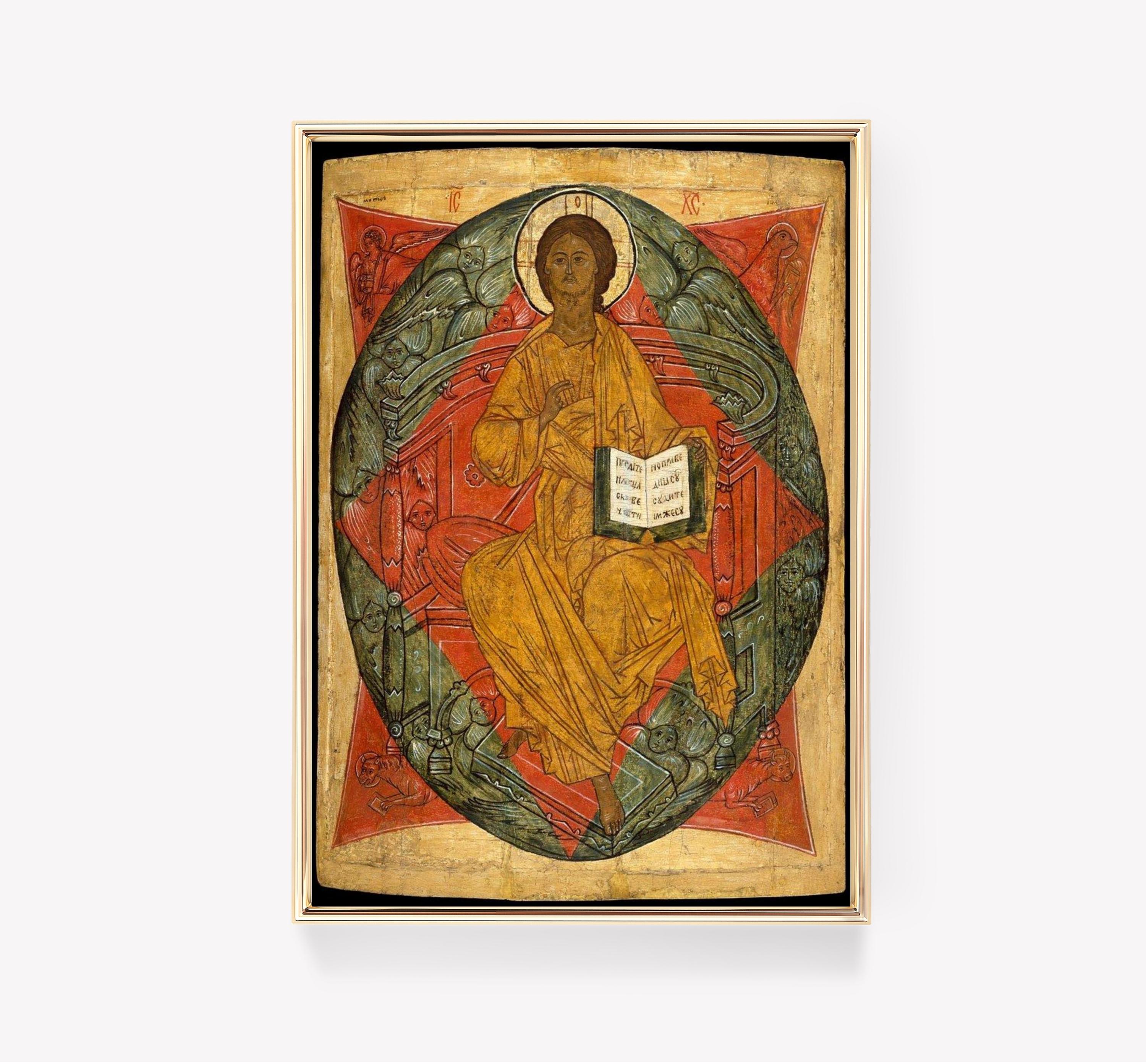 Christ In Majesty | Russian Icon Print | Sacred Art | Vintage Painting | Iconography | Religious Print